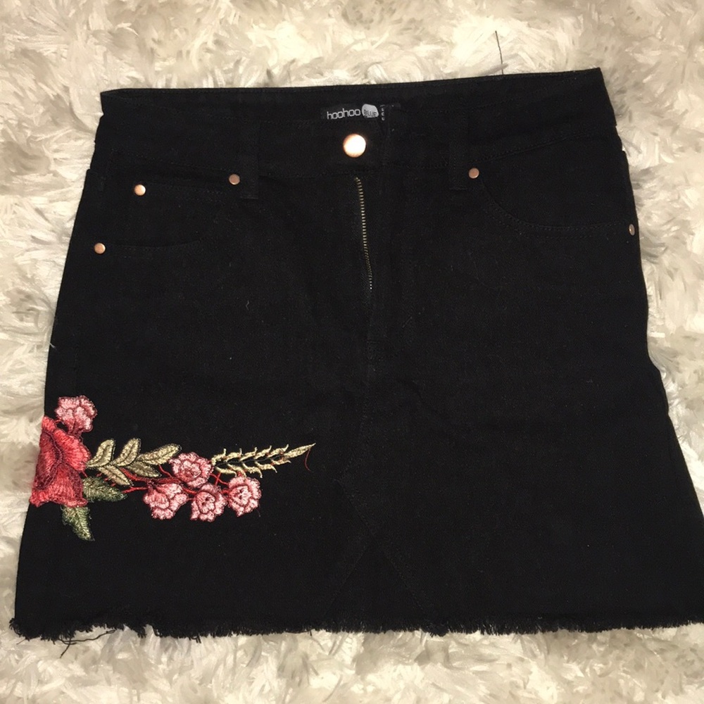 Black embroidered skirt from BOOHOO